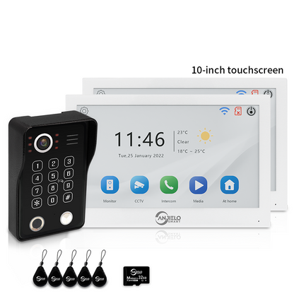 XiVision 4-Wire WiFi Video Intercom System Tuya Smart 5-in-1 Access, 7/10 Inch Touch Screen Video Doorbell with Fingerprint Password RFID App Unlock
