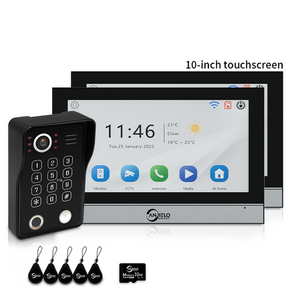 XiVision 4-Wire WiFi Video Intercom System Tuya Smart 5-in-1 Access, 7/10 Inch Touch Screen Video Doorbell with Fingerprint Password RFID App Unlock