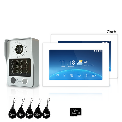 XiVision 7/10 Inch Password phone Fingerprint Card Video Intercom Doorphone Touch Screen with Wired Doorbell 1080P 148° interfone