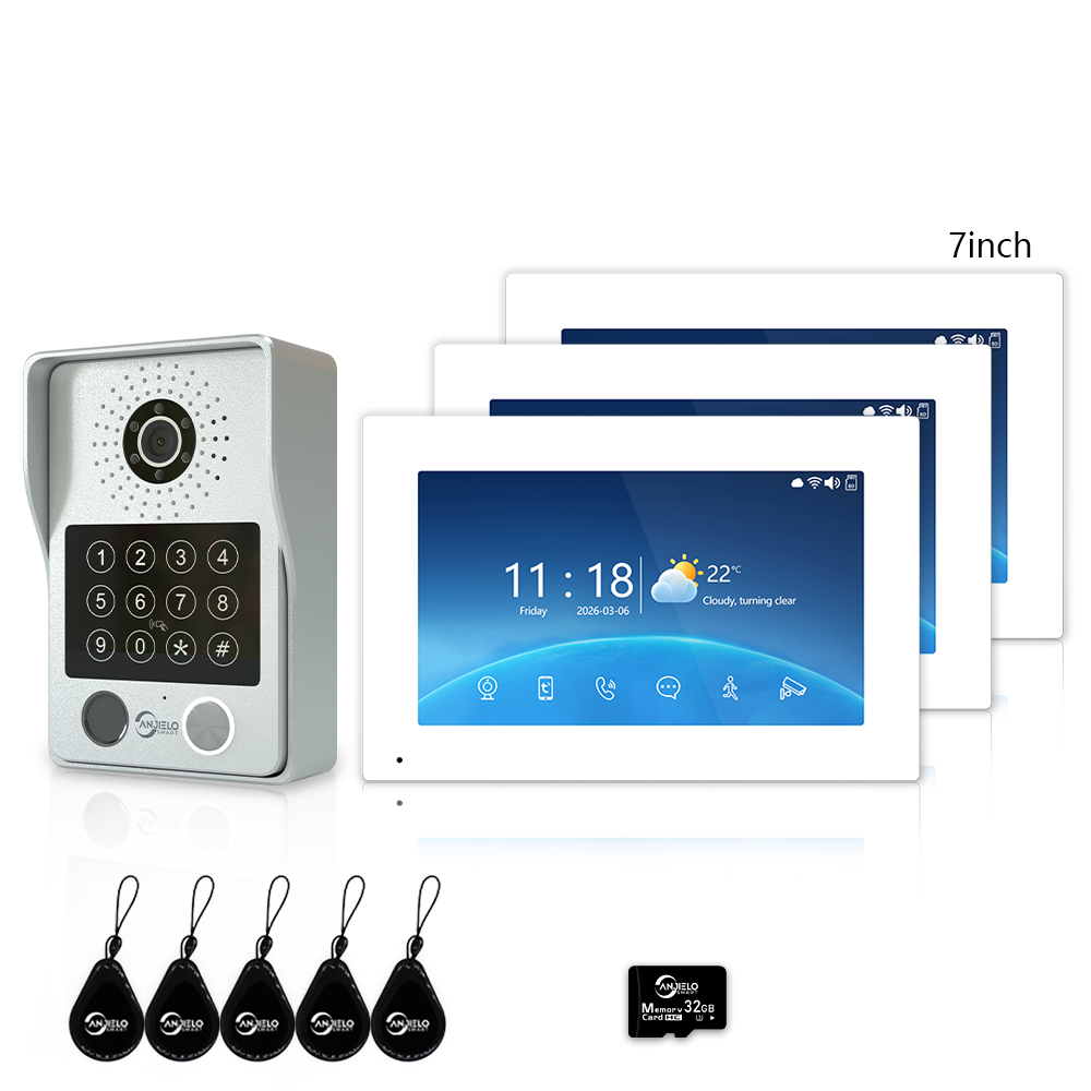 XiVision 7/10 Inch Password phone Fingerprint Card Video Intercom Doorphone Touch Screen with Wired Doorbell 1080P 148° interfone