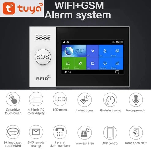 High Quality WiFi GSM Wireless Smart Home Security Alarm System Kit with Touch Screen Control Panel