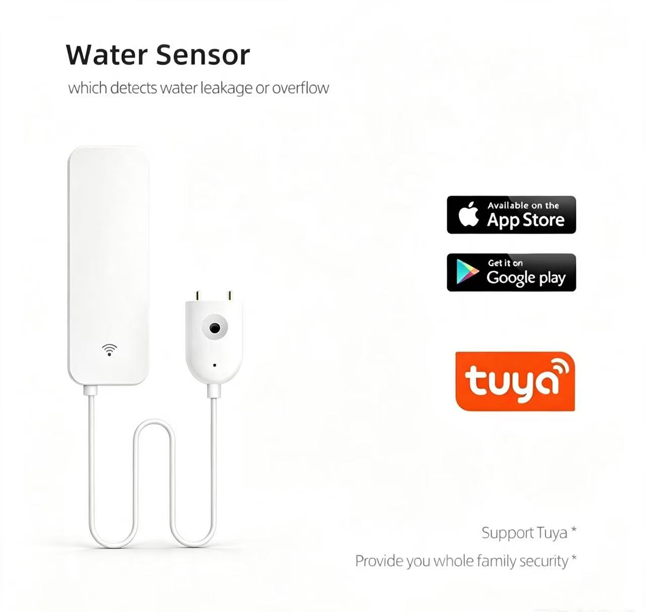 Wifi Water Leakage Sensor Detector Overflow Flood Leakage Alerts Remote Monitor Leak Notifications for Security System