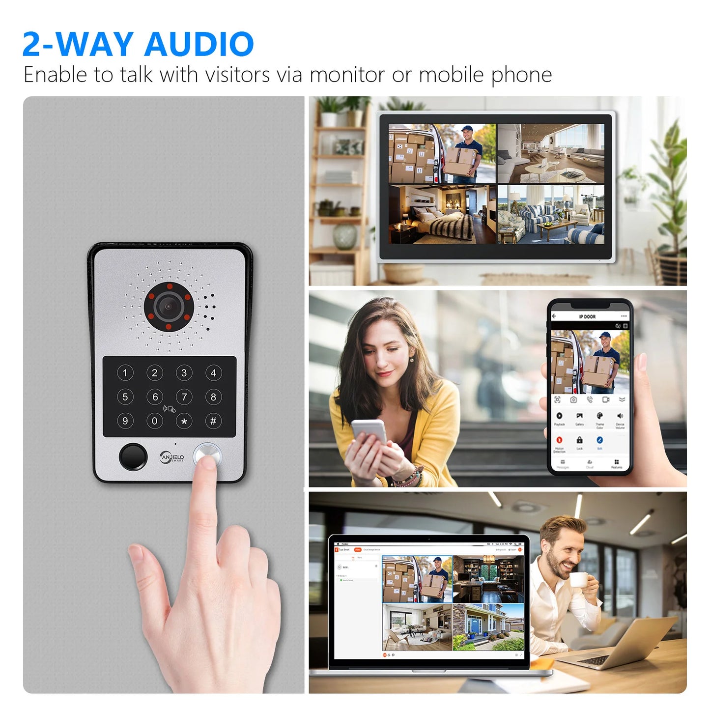 XiVision 4-Wire WiFi Smart Video Intercom Doorbell 15.6 Inch Monitor 5 Ways Unlock Tuya App Remote Access IP65 Waterproof Home Door Phone
