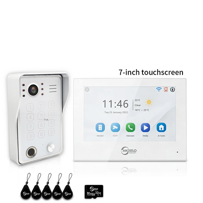 XiVision 4-Wire WiFi Video Intercom System Tuya Smart 5-in-1 Access, 7/10 Inch Touch Screen Video Doorbell with Fingerprint Password RFID App Unlock