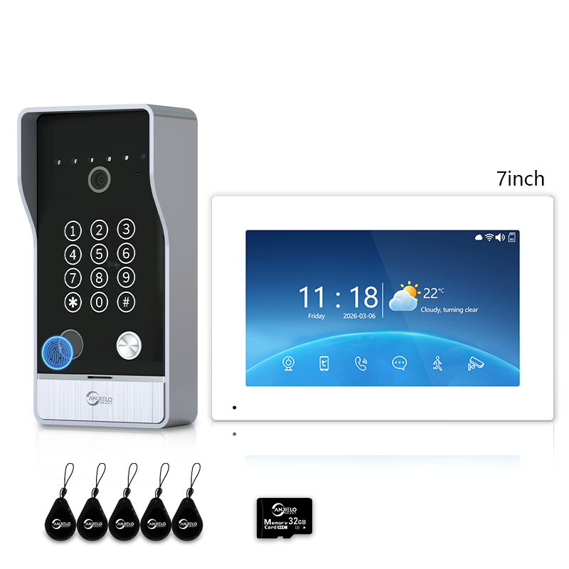 XiVision 4-Wire Hardwired Tuya Video Intercom Doorbell, 5-in-1 Unlock, IP65 Waterproof, Night Vision, PIR Detection, Photo Frame & Background Music for Villa & Home