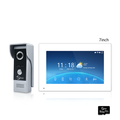 XiVision 4-Wire Tuya Smart Video Intercom Doorbell, IP65 Waterproof Video Door Phone, Two-Way Audio, Motion Detection, Digital Photo Frame & Background Music for Home Villa Security