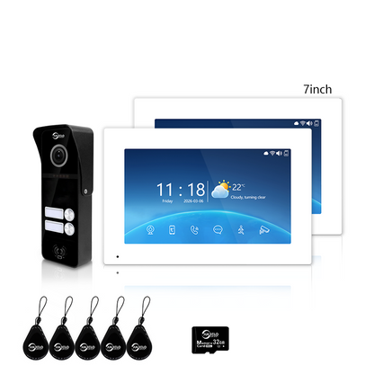 XiVision 2/3/4 Family WiFi Video Intercom Doorbell System, 1080P 148° Wide Angle IR Night Vision, Tuya Smart App Remote Unlock, 7/10 Inch Touch Monitor, Motion Detection, RFID Card Access