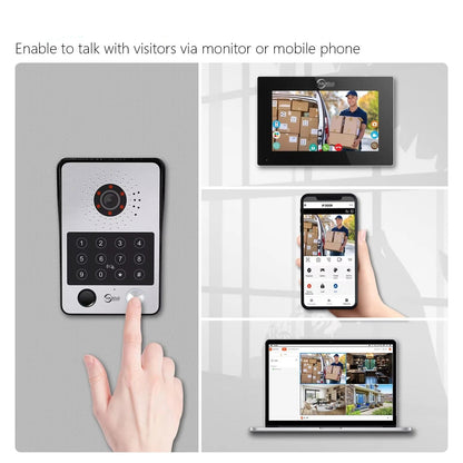 Anjielo Smart Doorbell Camera With Wide-angle Night Vision and Secure Access Control Via RFID Card Password Fingerprint