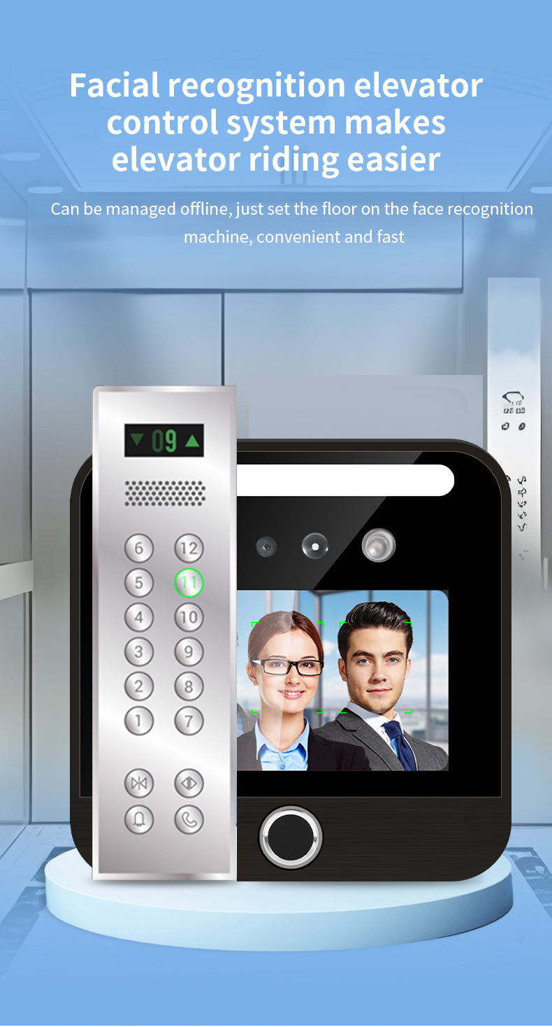 5-inch horizontal screen face recognition machine with fingerprint elevator control system intelligent management face direct access