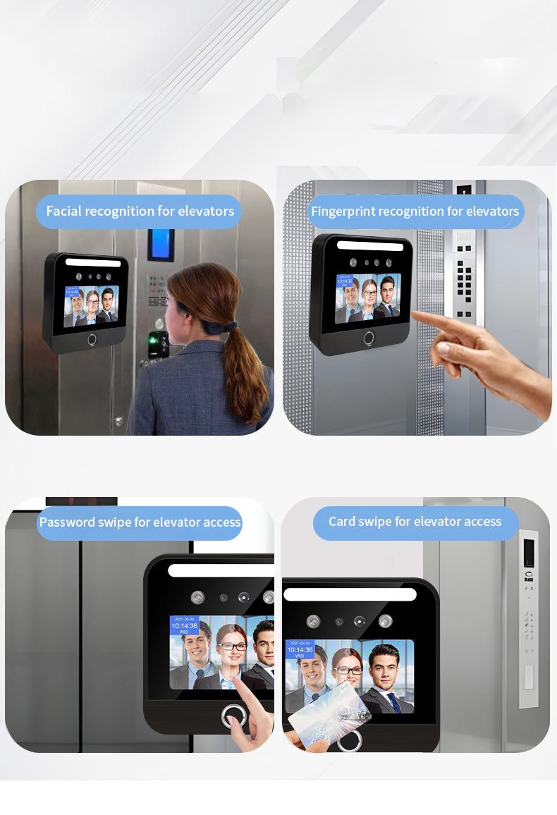 5-inch horizontal screen face recognition machine with fingerprint elevator control system intelligent management face direct access
