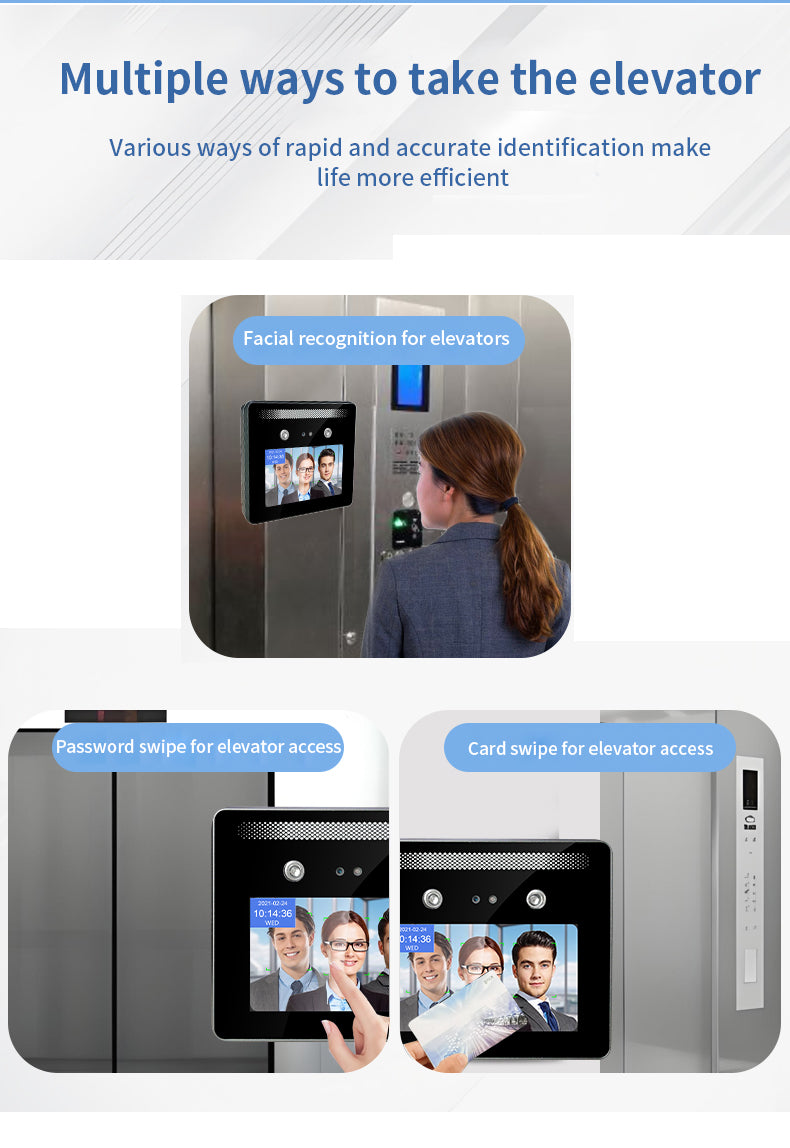 5-inch face recognition intelligent elevator control system can directly access the floor with face recognition and can be used as an attendance machine