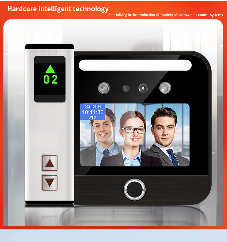 5-inch horizontal screen face recognition machine with fingerprint elevator control system intelligent management face direct access