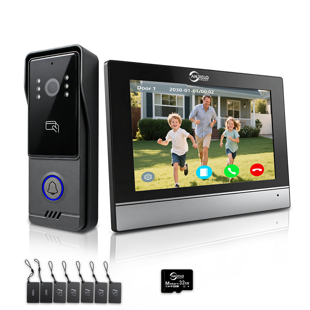 XiVision 4-Wire WiFi Video Intercom System Tuya Smart 1080P Video Doorbell, RFID Unlock, IP65 Waterproof, 120° Wide Angle Home Door Phone