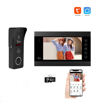 XiVision WiFi Smart Video Intercom System,7 Inch Touch Screen Video Doorbell,IP65 Waterproof Support SD Card Record Multi-user Remote Home Door Phone
