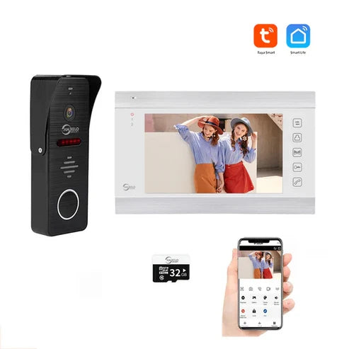 XiVision WiFi Smart Video Intercom System,7 Inch Touch Screen Video Doorbell,IP65 Waterproof Support SD Card Record Multi-user Remote Home Door Phone