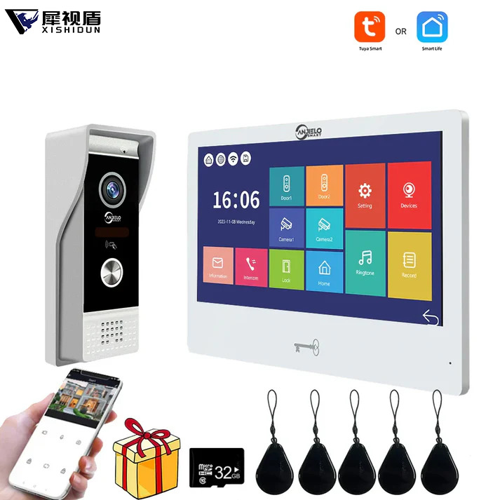 XiVision 1080P HD 7/10 Inch WiFi Video Doorbell with Tuya Smart Home System - Wireless Intercom, RFID Access Control for Villa & Apartment