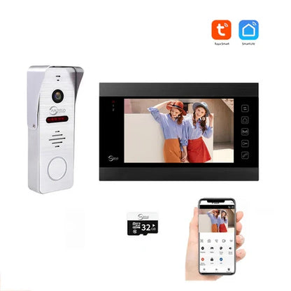 XiVision WiFi Smart Video Intercom System,7 Inch Touch Screen Video Doorbell,IP65 Waterproof Support SD Card Record Multi-user Remote Home Door Phone
