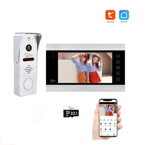 XiVision WiFi Smart Video Intercom System,7 Inch Touch Screen Video Doorbell,IP65 Waterproof Support SD Card Record Multi-user Remote Home Door Phone