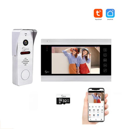 XiVision WiFi Smart Video Intercom System,7 Inch Touch Screen Video Doorbell,IP65 Waterproof Support SD Card Record Multi-user Remote Home Door Phone