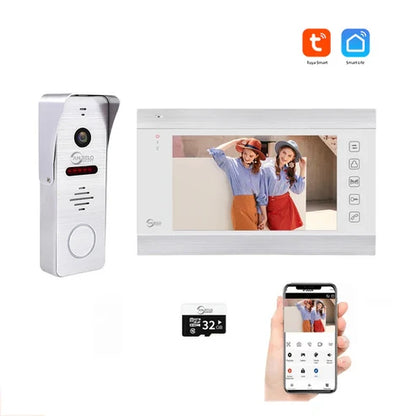 XiVision WiFi Smart Video Intercom System,7 Inch Touch Screen Video Doorbell,IP65 Waterproof Support SD Card Record Multi-user Remote Home Door Phone