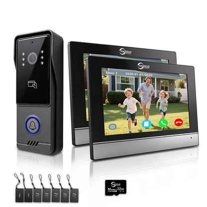 XiVision 4-Wire WiFi Video Intercom System Tuya Smart 1080P Video Doorbell, RFID Unlock, IP65 Waterproof, 120° Wide Angle Home Door Phone