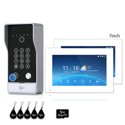 XiVision 4-Wire Hardwired Tuya Video Intercom Doorbell, 5-in-1 Unlock, IP65 Waterproof, Night Vision, PIR Detection, Photo Frame & Background Music for Villa & Home