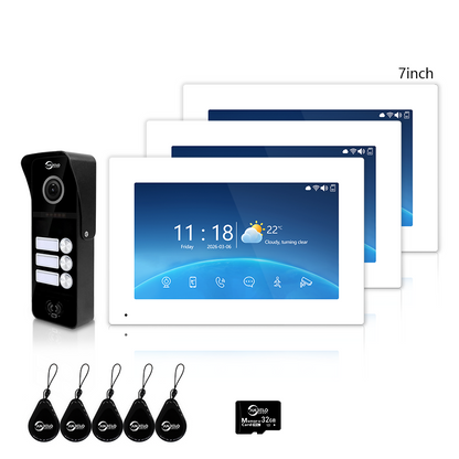XiVision 2/3/4 Family WiFi Video Intercom Doorbell System, 1080P 148° Wide Angle IR Night Vision, Tuya Smart App Remote Unlock, 7/10 Inch Touch Monitor, Motion Detection, RFID Card Access