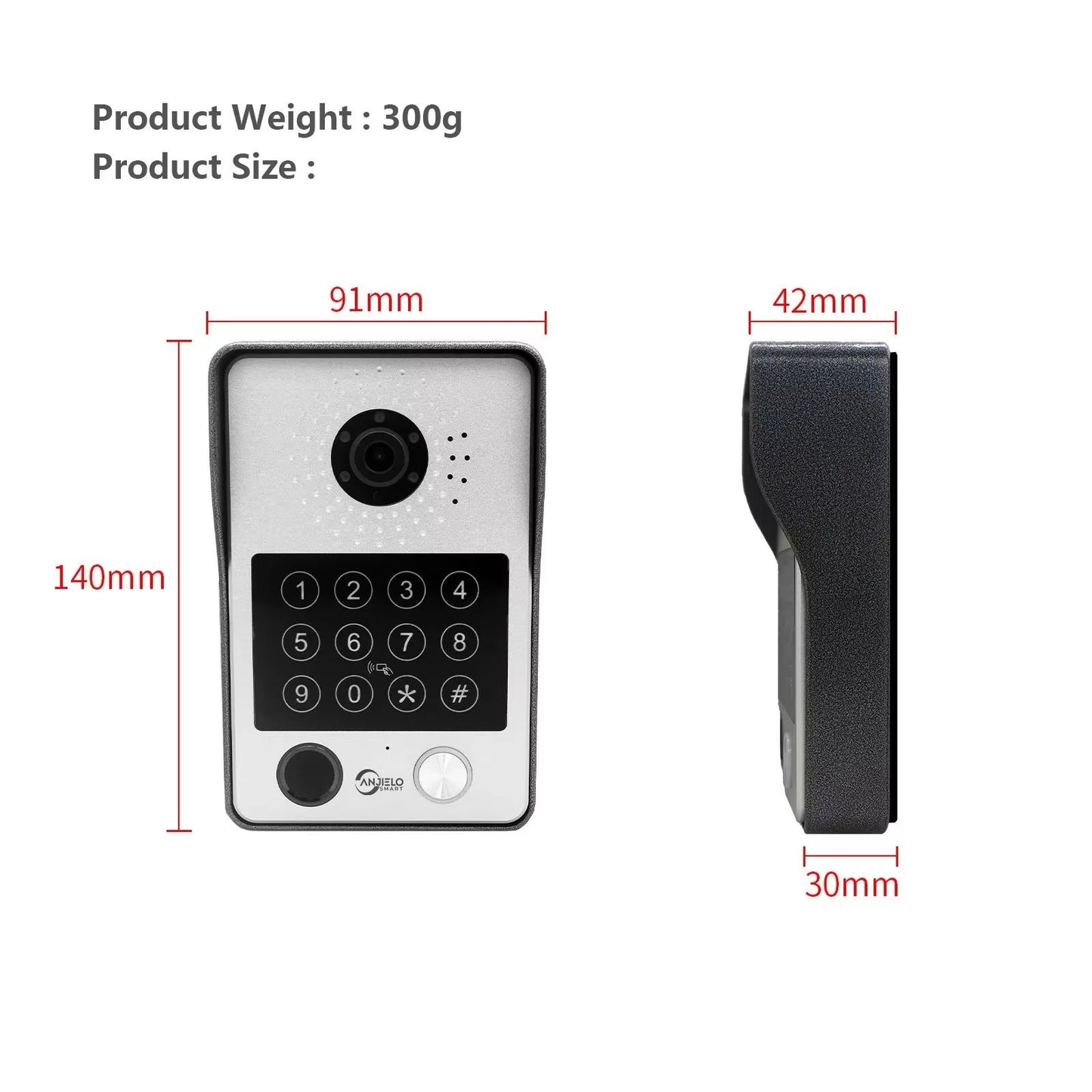 Anjielo Smart Doorbell Camera With Wide-angle Night Vision and Secure Access Control Via RFID Card Password Fingerprint