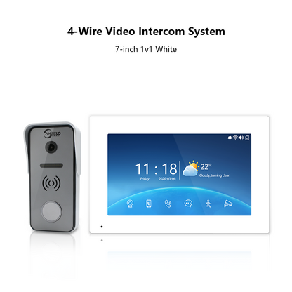 XiVision 4-Wire Tuya Hardwired Video Intercom, 120° Wide Angle, Night Vision, Motion Alert, Two-Way Audio, Photo Frame & Music for Villa Home