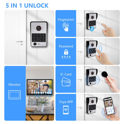 XiVision 4-Wire WiFi Smart Video Intercom Doorbell 15.6 Inch Monitor 5 Ways Unlock Tuya App Remote Access IP65 Waterproof Home Door Phone