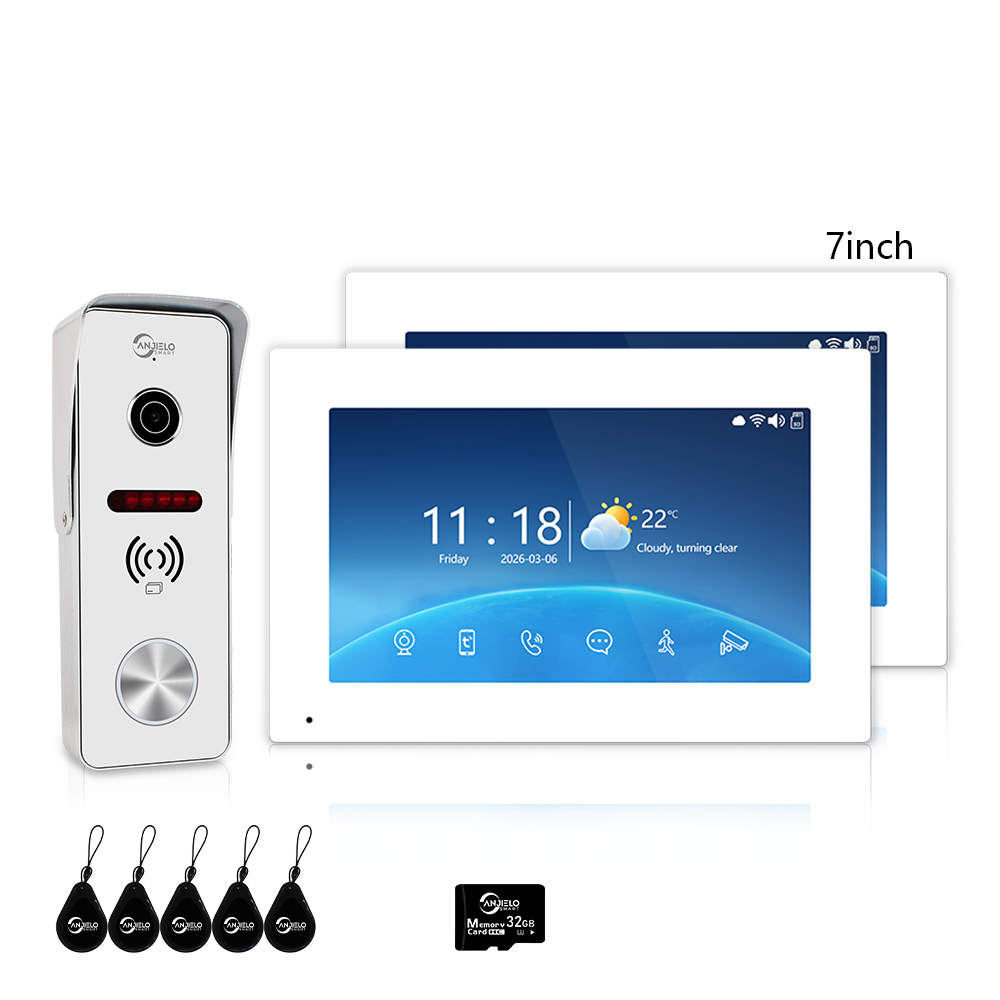 XiVision 4-Wire Tuya Hardwired Video Intercom, IP65 Waterproof, Night Vision, PIR Detection, Two-Way Audio, Photo Frame & Music for Villa Home