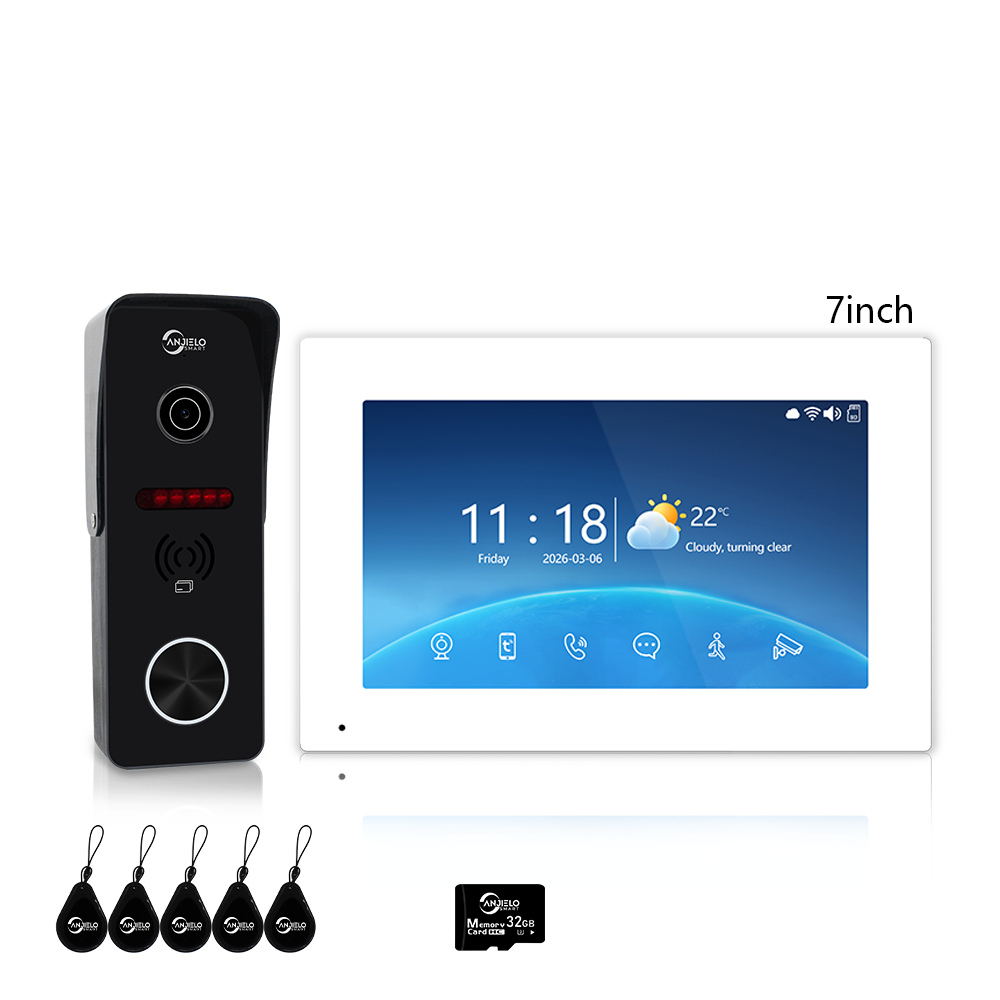 XiVision 4-Wire Tuya Hardwired Video Intercom, IP65 Waterproof, Night Vision, PIR Detection, Two-Way Audio, Photo Frame & Music for Villa Home