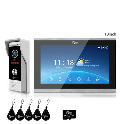 4-Wire Tuya Smart Video Intercom Doorbell, 3-in-1 Unlock Video Door Phone, IP65 Waterproof, 1080P Wide Angle Night Vision, Motion Detection, Digital Photo Frame & Background Music for Home Villa
