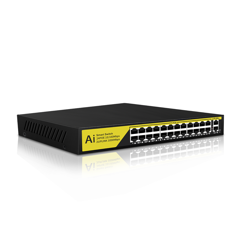 XiVision Smart PoE Ethernet Switch, 4/8/24 Ports Available, 10/100Mbps PoE Ports, Gigabit Uplink RJ45 Switch, Plug and Play High Bandwidth