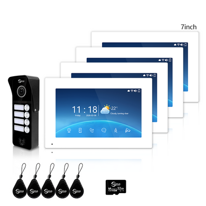 XiVision 2/3/4 Family WiFi Video Intercom Doorbell System, 1080P 148° Wide Angle IR Night Vision, Tuya Smart App Remote Unlock, 7/10 Inch Touch Monitor, Motion Detection, RFID Card Access