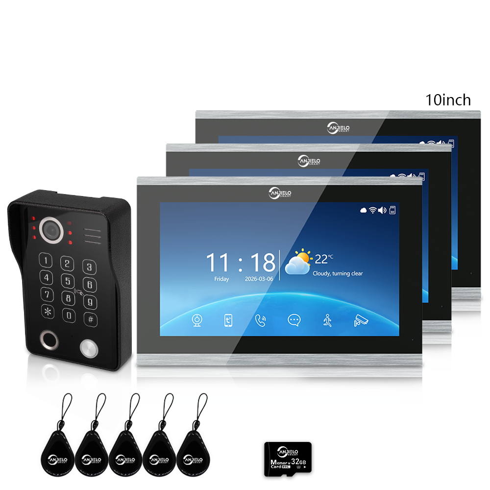 4-Wire Tuya Smart Video Intercom Doorbell, 5-in-1 Unlock, IP65 Waterproof 1080P 148° Night Vision Door Phone, Motion Detection, Digital Photo Frame & Background Music for Villa Home Apartment