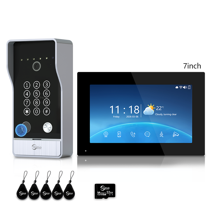 XiVision 4-Wire Hardwired Tuya Video Intercom Doorbell, 5-in-1 Unlock, IP65 Waterproof, Night Vision, PIR Detection, Photo Frame & Background Music for Villa & Home