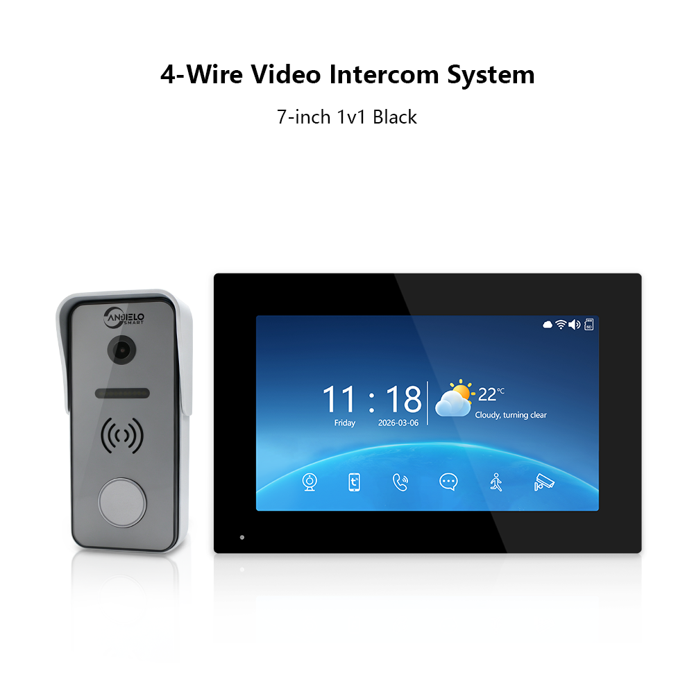 XiVision 4-Wire Tuya Hardwired Video Intercom, 120° Wide Angle, Night Vision, Motion Alert, Two-Way Audio, Photo Frame & Music for Villa Home