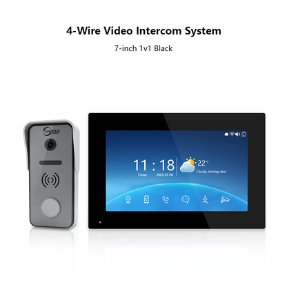 XiVision 4-Wire Tuya Hardwired Video Intercom, 120° Wide Angle, Night Vision, Motion Alert, Two-Way Audio, Photo Frame & Music for Villa Home