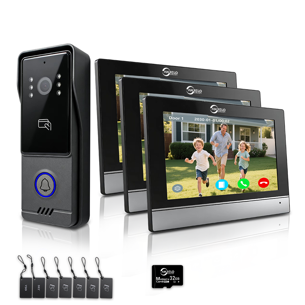 XiVision 4-Wire WiFi Video Intercom System Tuya Smart 1080P Video Doorbell, RFID Unlock, IP65 Waterproof, 120° Wide Angle Home Door Phone