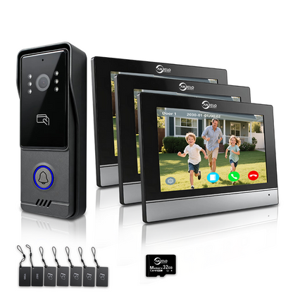 XiVision 4-Wire WiFi Video Intercom System Tuya Smart 1080P Video Doorbell, RFID Unlock, IP65 Waterproof, 120° Wide Angle Home Door Phone