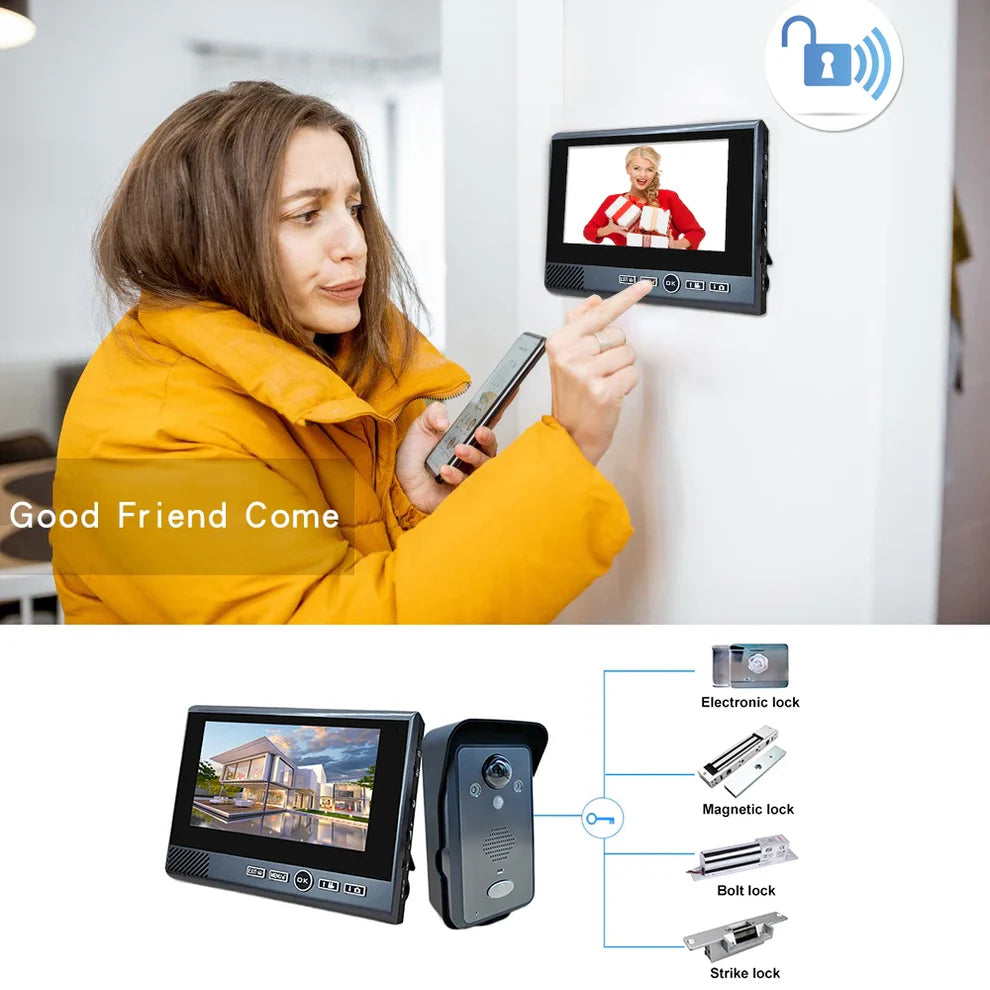 XiVision 7-Inch Tuya Wireless 300 meters of straight-line unobstructed transmission Motion Detection Long Standby  two way video Intercom System