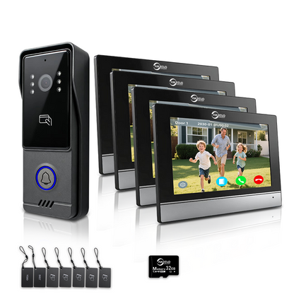 XiVision 4-Wire WiFi Video Intercom System Tuya Smart 1080P Video Doorbell, RFID Unlock, IP65 Waterproof, 120° Wide Angle Home Door Phone