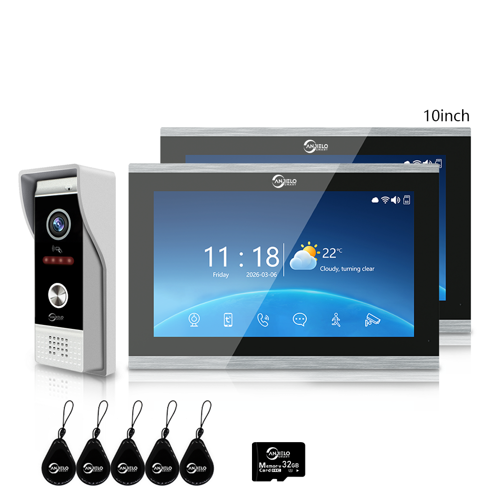 4-Wire Tuya Smart Video Intercom Doorbell, 3-in-1 Unlock Video Door Phone, IP65 Waterproof, 1080P Wide Angle Night Vision, Motion Detection, Digital Photo Frame & Background Music for Home Villa