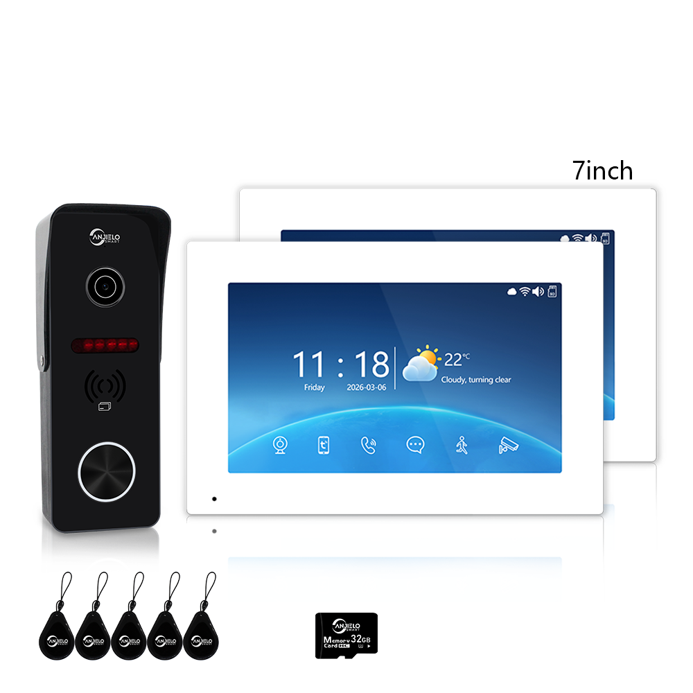 XiVision 4-Wire Tuya Hardwired Video Intercom, IP65 Waterproof, Night Vision, PIR Detection, Two-Way Audio, Photo Frame & Music for Villa Home