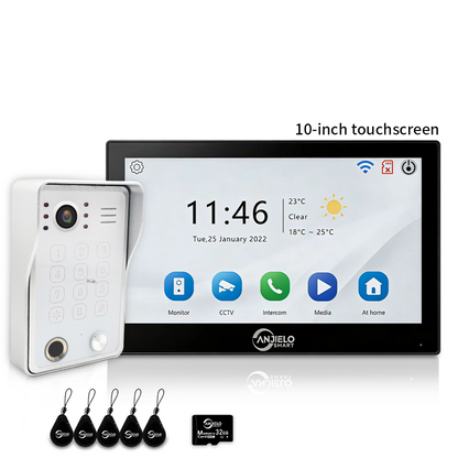 XiVision 4-Wire WiFi Video Intercom System Tuya Smart 5-in-1 Access, 7/10 Inch Touch Screen Video Doorbell with Fingerprint Password RFID App Unlock