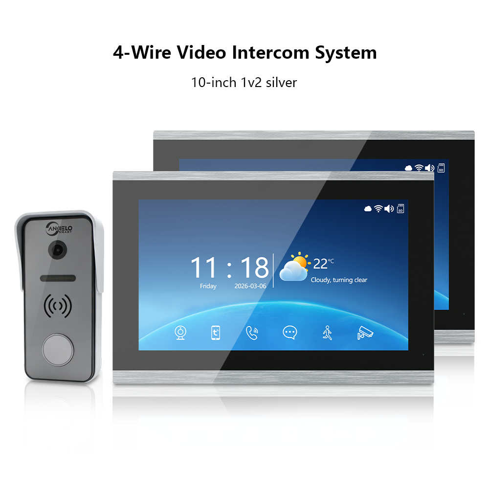 XiVision 4-Wire Tuya Hardwired Video Intercom, 120° Wide Angle, Night Vision, Motion Alert, Two-Way Audio, Photo Frame & Music for Villa Home