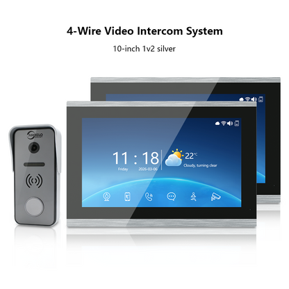 XiVision 4-Wire Tuya Hardwired Video Intercom, 120° Wide Angle, Night Vision, Motion Alert, Two-Way Audio, Photo Frame & Music for Villa Home