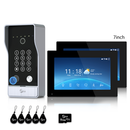 XiVision 4-Wire Hardwired Tuya Video Intercom Doorbell, 5-in-1 Unlock, IP65 Waterproof, Night Vision, PIR Detection, Photo Frame & Background Music for Villa & Home