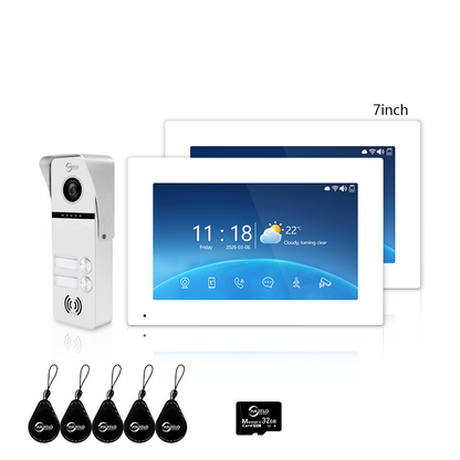 XiVision 2/3/4 Family WiFi Video Intercom Doorbell System, 1080P 148° Wide Angle IR Night Vision, Tuya Smart App Remote Unlock, 7/10 Inch Touch Monitor, Motion Detection, RFID Card Access